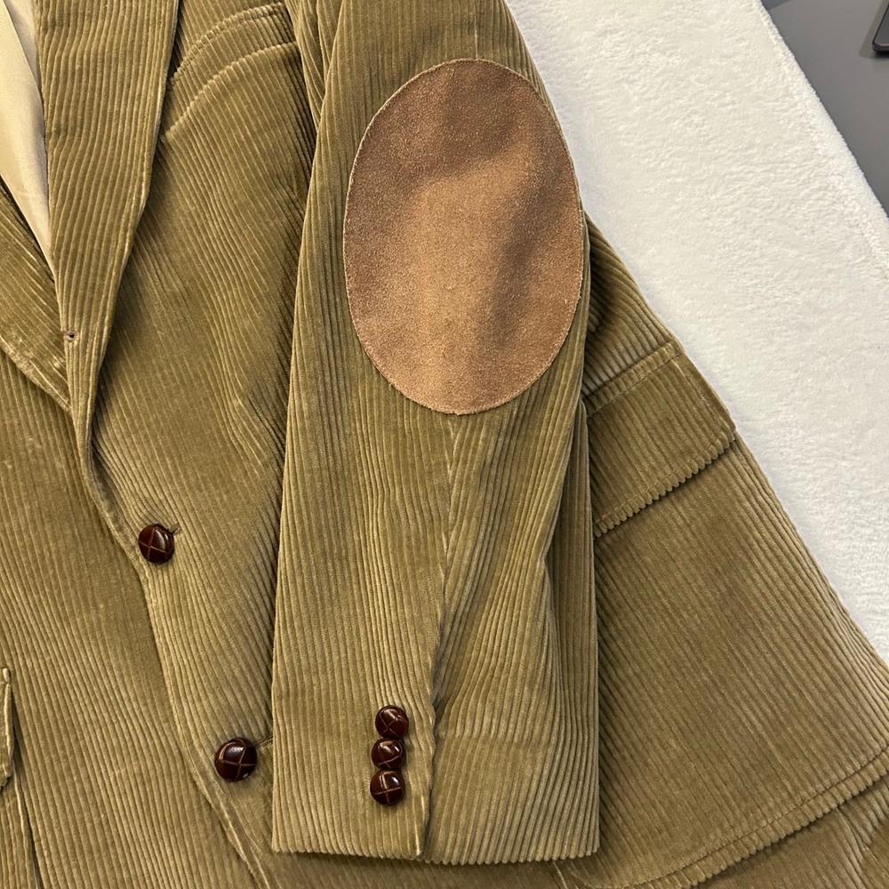Orvis Corduroy Sport Coat Vintage Leather Button Elbow Patch Mens XL Brown Tan - Picture 4 of 10